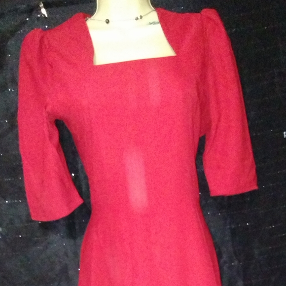 NWT! Red Holiday Fit & Flare Long Dress. - Picture 2 of 7